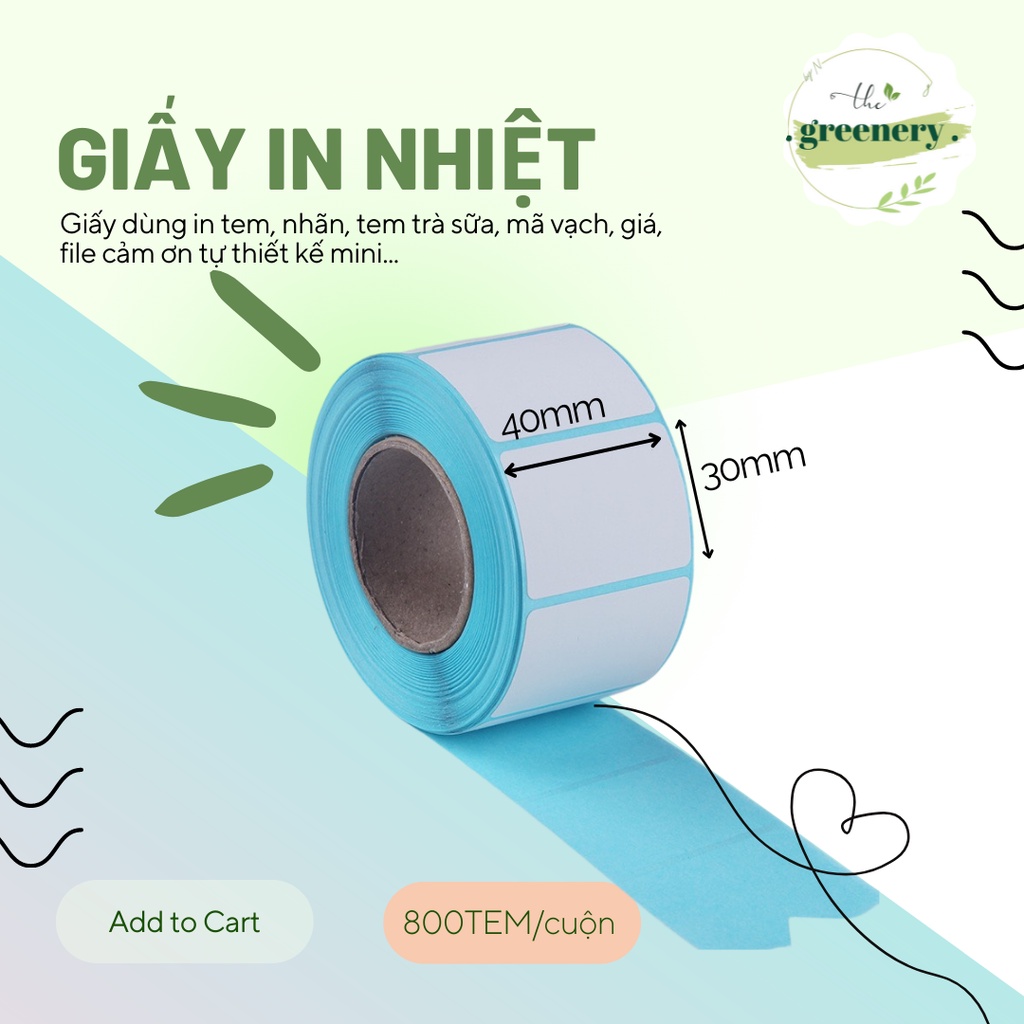 Giấy In Tem Mã Vạch Khổ 40x30mm Dạng Cuộn 800 Tem Dành Cho In Tem, Nhãn, File thiết kế, Barcode, In Tem Vận Chuyển