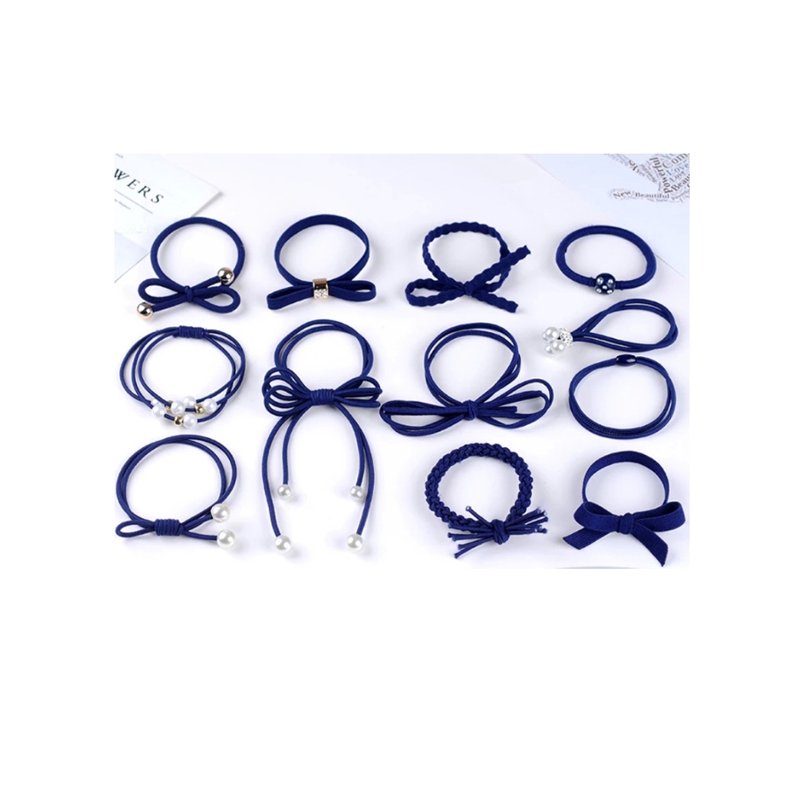 Hộp 12 dây buộc tóc HD01 như hình (Chọn mầu)