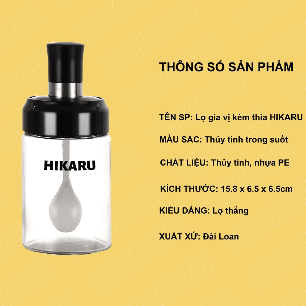 Lọ Gia Vị Kèm Thìa Thủy Tinh Chịu Nhiệt Cao HIKARU_HK-NA-005_Lọ Gia Vị Kèm Thìa Ở Nắp Tiện Dụng