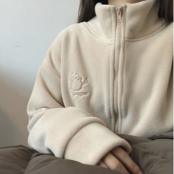 Áo khoác tay dài may bằng vải len cashmere giữ ấm vào mùa đông đơn giản đa năng cho nữ có dây kéo nhiều màu