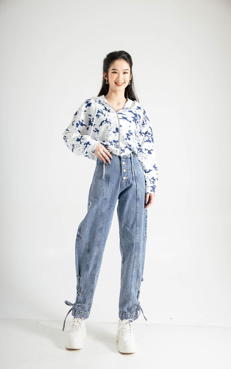 CCHAT Quần jeans luồn dây gấu sườn | BigBuy360 - bigbuy360.vn