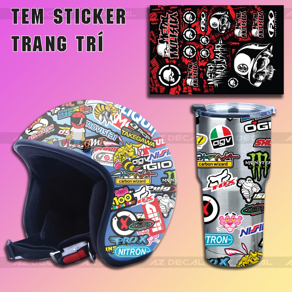 [Set A4] Sticker Dán Xe Chủ Đề Metal Mulisha | Trang Trí Xe Máy, Xe Điện, Nón Bảo Hiểm, Laptop, Điện Thoại