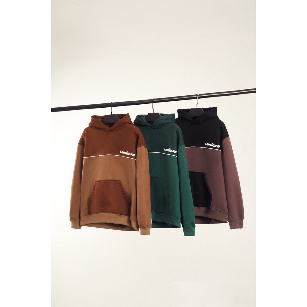 Áo Hoodie overisze Lumi Block, Áo nỉ có mũ dáng rộng unisex, Brand Luminos