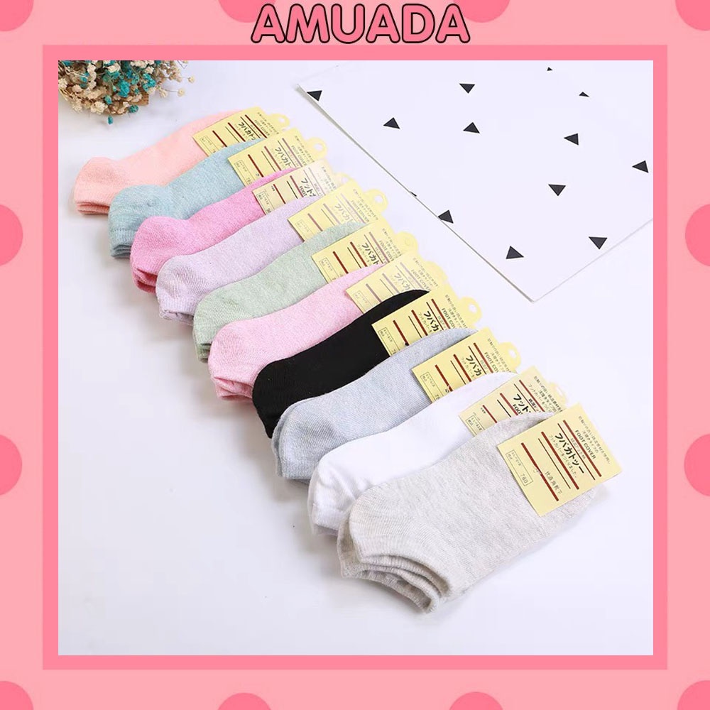 Combo 10 tất nữ cổ thấp Amuada vớ nữ trơn đơn giản nhiều màu CT5