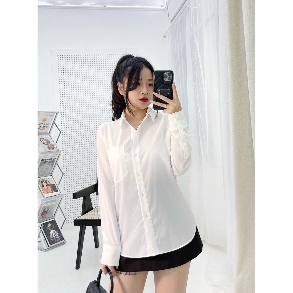 Áo sơ mi tay dài KÈM MÓC ÁO mặc  công sở đi làm ,đi chơi  đơn giản siêu hot phối gì cũng xinh -Thời Trang VADA (1)