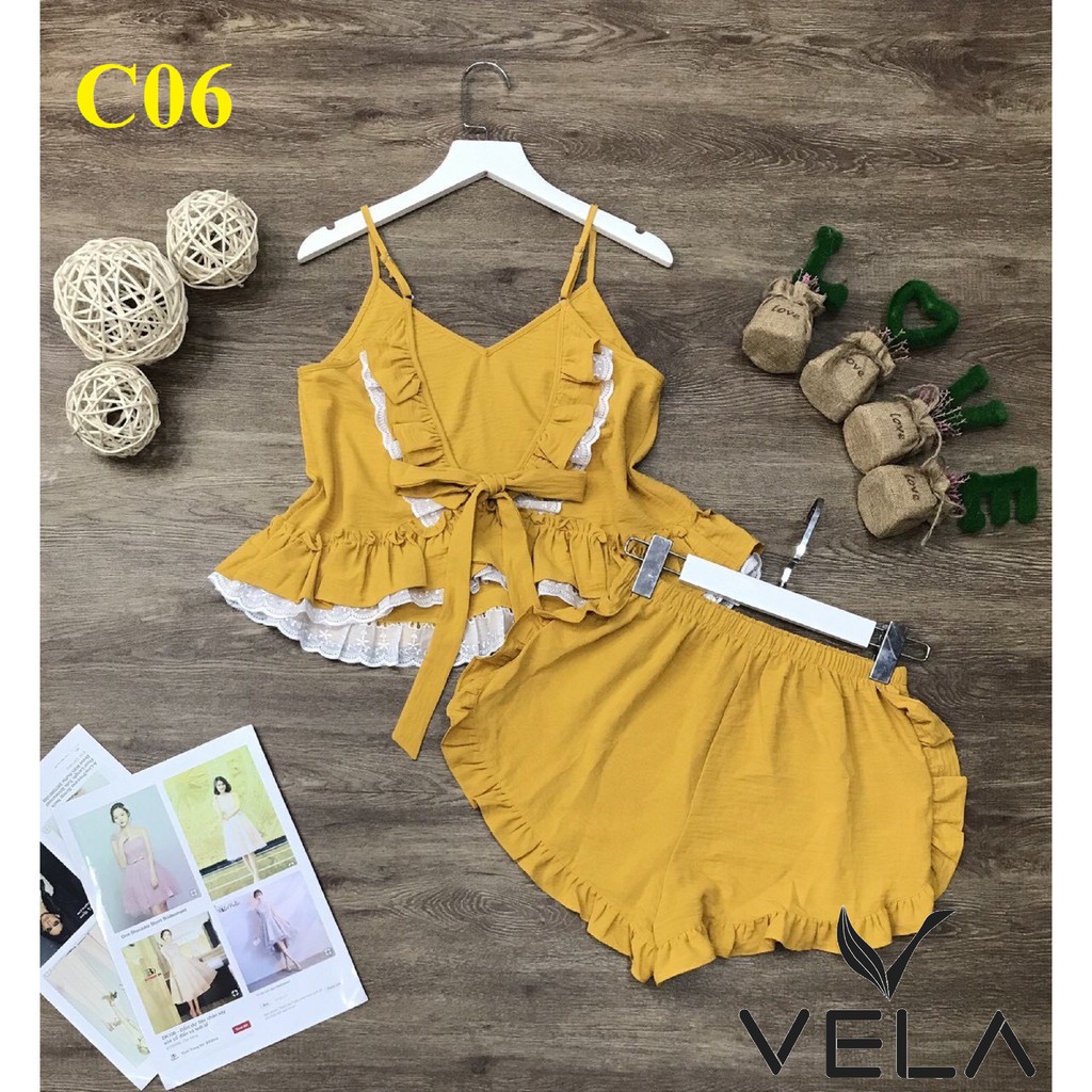Bộ đồ 2 dây nơ lưng ren | BigBuy360 - bigbuy360.vn