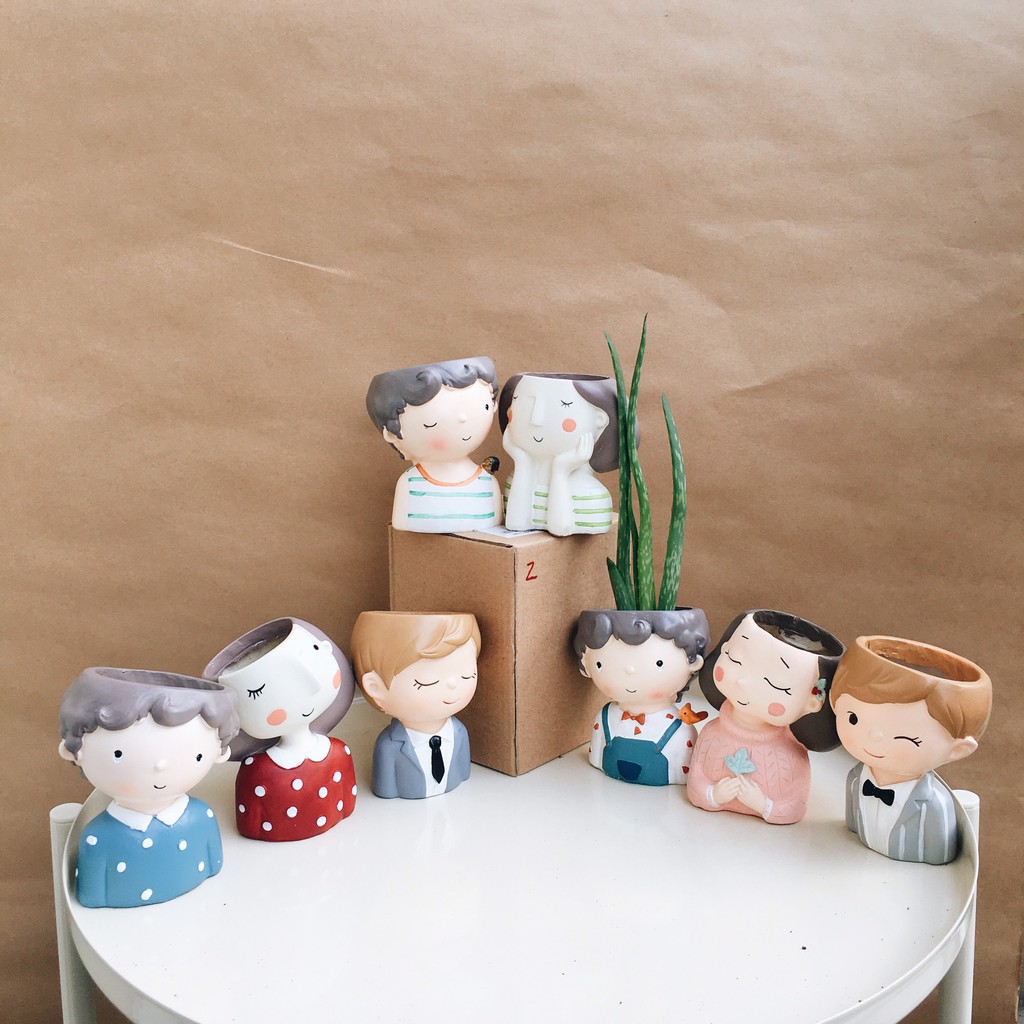 Chậu Cây Đất Sét Nhật hình ChiBi