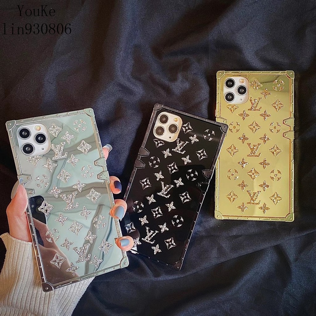 Ốp Điện Thoại Hình Vuông Họa Tiết Lv Gắn Gương Phối Vân Kim Cương Cho Iphone 12mini Xr Se2 11 12pro Max | BigBuy360 - bigbuy360.vn