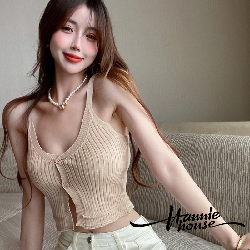Áo Dệt Kim Sát Nách Cổ Chữ V Cài Nút Thời Trang Mùa Hè Cho Nữ