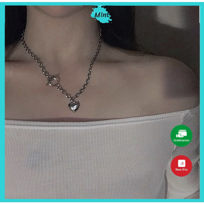 Dây Chuyền Nữ ❤️FREESHIP❤️ Vòng Cổ Mặt Hình Trái Tim Xích Bạc Cá Tính Phong Cách Cá Tính