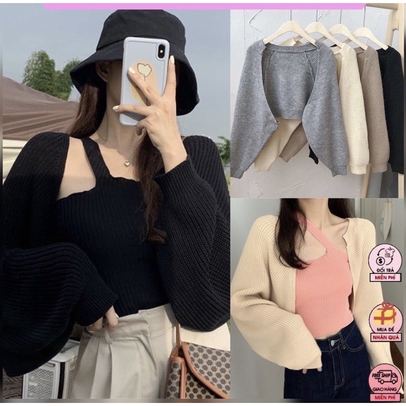 áo khoác len croptop (ảnh thật)
