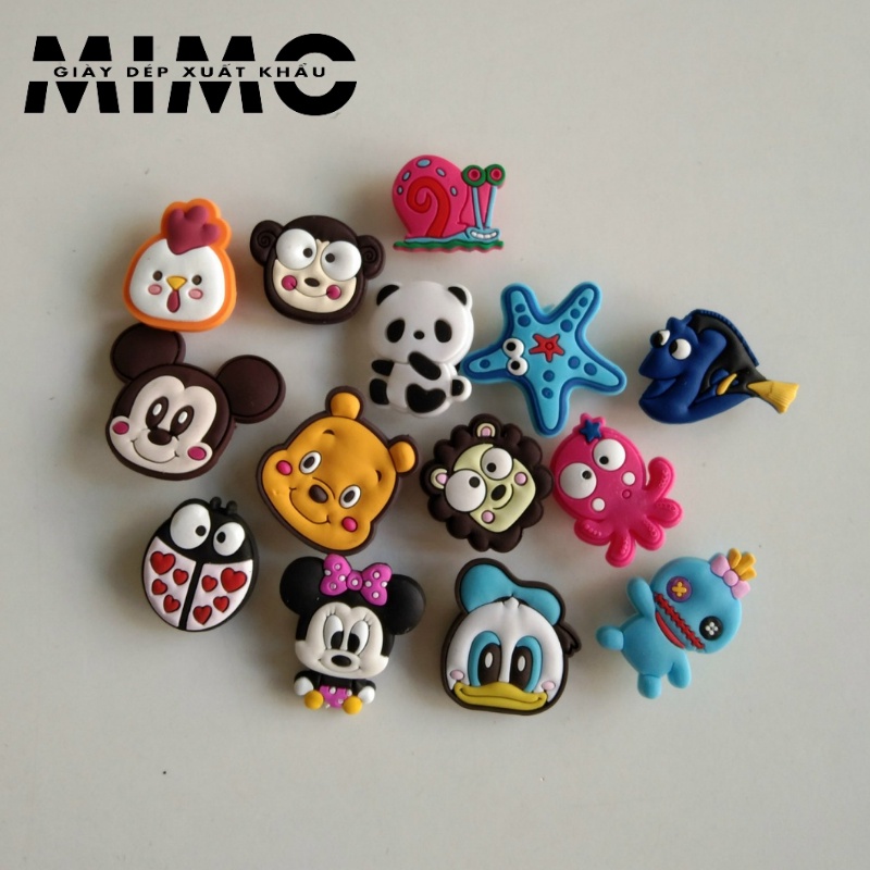 [Giao ngẫu nhiên] Combo 15 jibit đính dép sục, sục cross, sticker 2D cài dép nhiều mẫu siêu xinh, cá tính