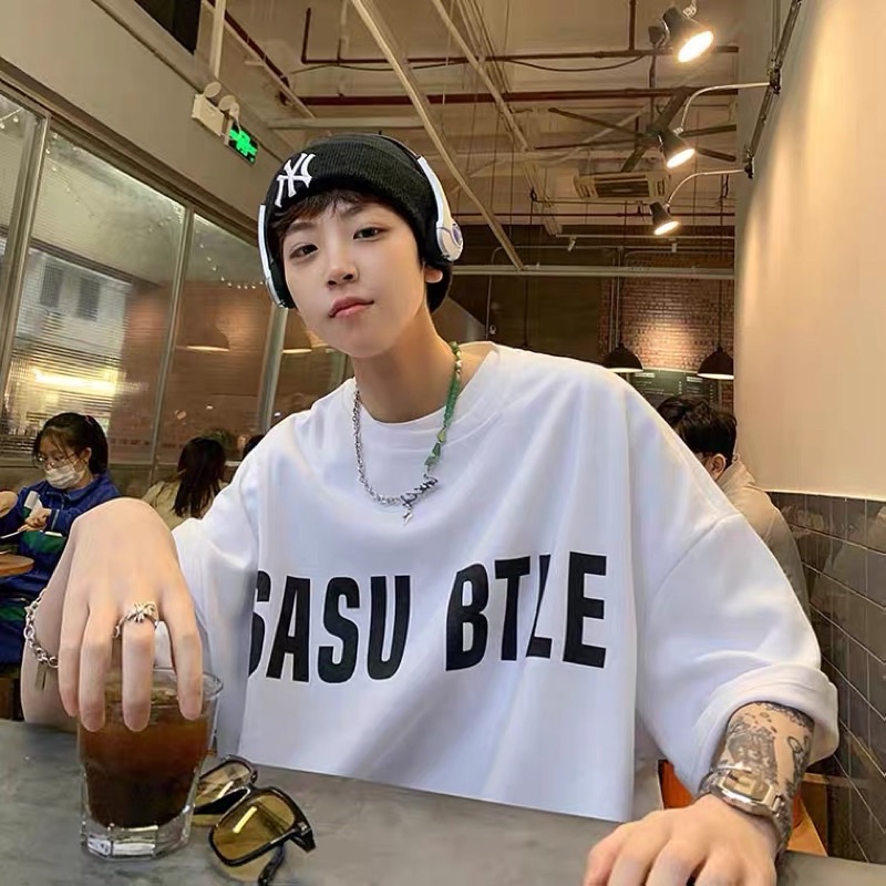 Áo thun tay lỡ nam nữ, áo phông unisex form rộng chất cotton in hình SASU
