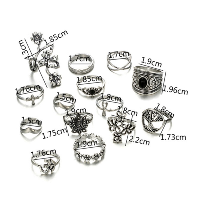 Set 14 Nhẫn Đeo Khớp Ngón Tay Phong Cách Vintage Dành Cho Nam Và Nữ