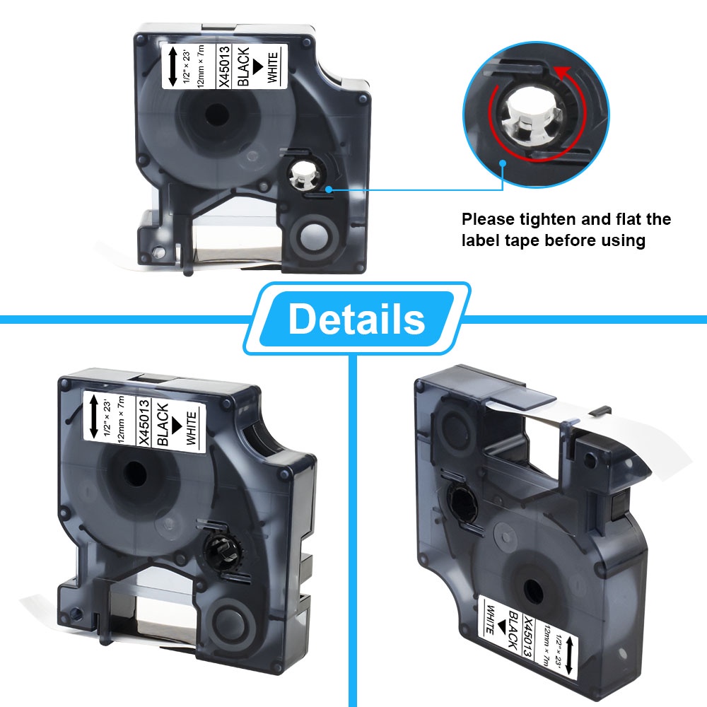 Cuộn Băng Dính Nhãn DYMO D1 6mm 43613 43618 43621 43621 DYMO LabelManager PC II PnP 160 280 360D 420P 450 LabelPoint 100 150