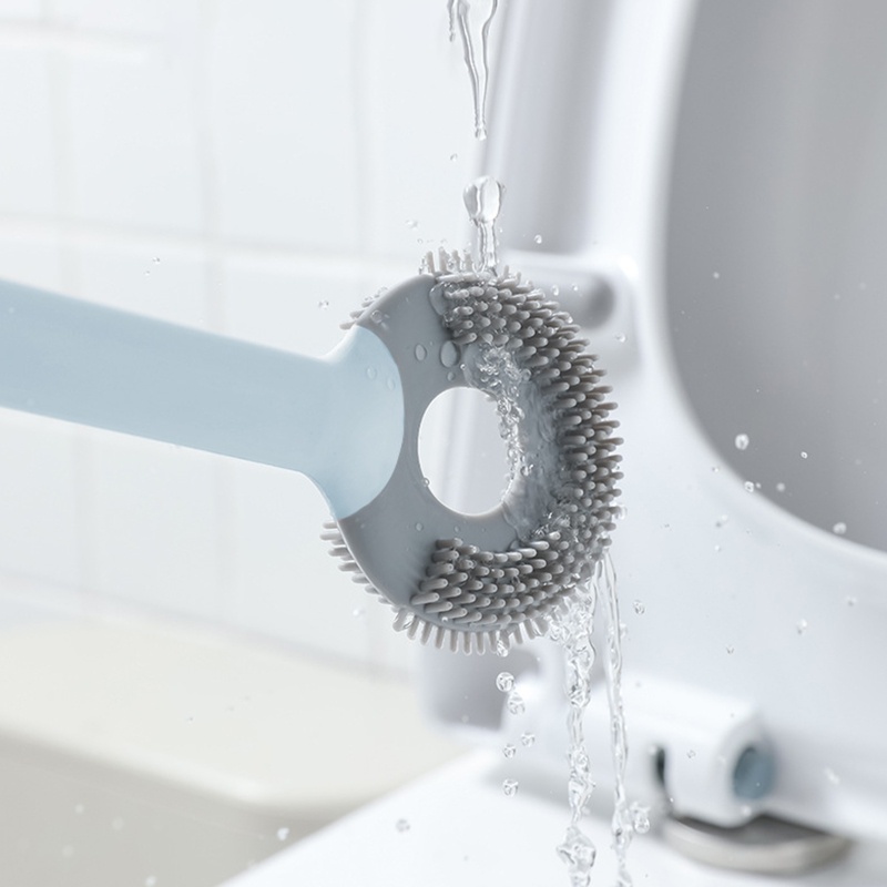 Bộ Cọ Chà Toilet Bằng Silicon Mềm Kèm Giá Đỡ Gắn Tường Tiện Dụng