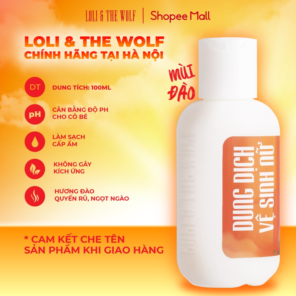 Dung Dịch Vệ Sinh Phụ Nữ Loli The Wolf Mùi Đào Thơm Mát Lành Tính 100ml