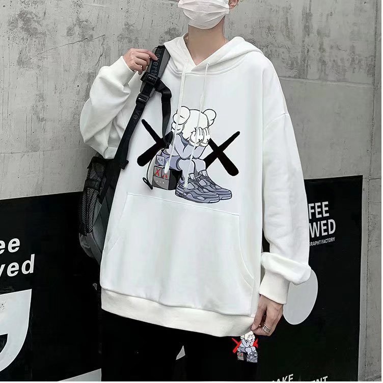 Áo khoác hoodie có mũ trùm dáng rộng thời trang cá tính M-5XL in hình Sesame Street