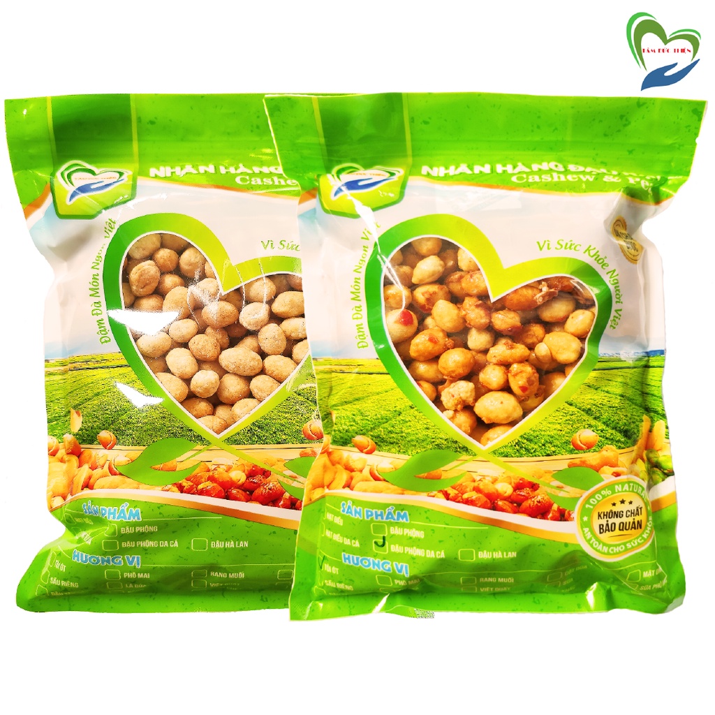 Combo 1KG Tự Chọn: Đậu Phộng Da Cá Nước Cốt Dừa và Đậu Phộng Da Cá Tỏi Ớt Tâm Đức Thiện 2 x Túi 500GR đồ ăn vặt