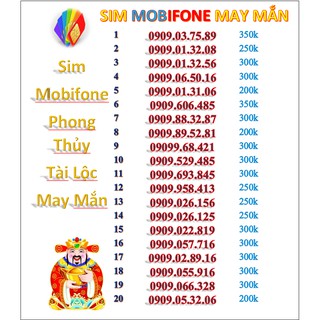 SIM SỐ ĐẸP MOBIFONE ĐẦU SỐ VUA HIẾM CÓ 0909 MAY MẮN TÀI LỘC