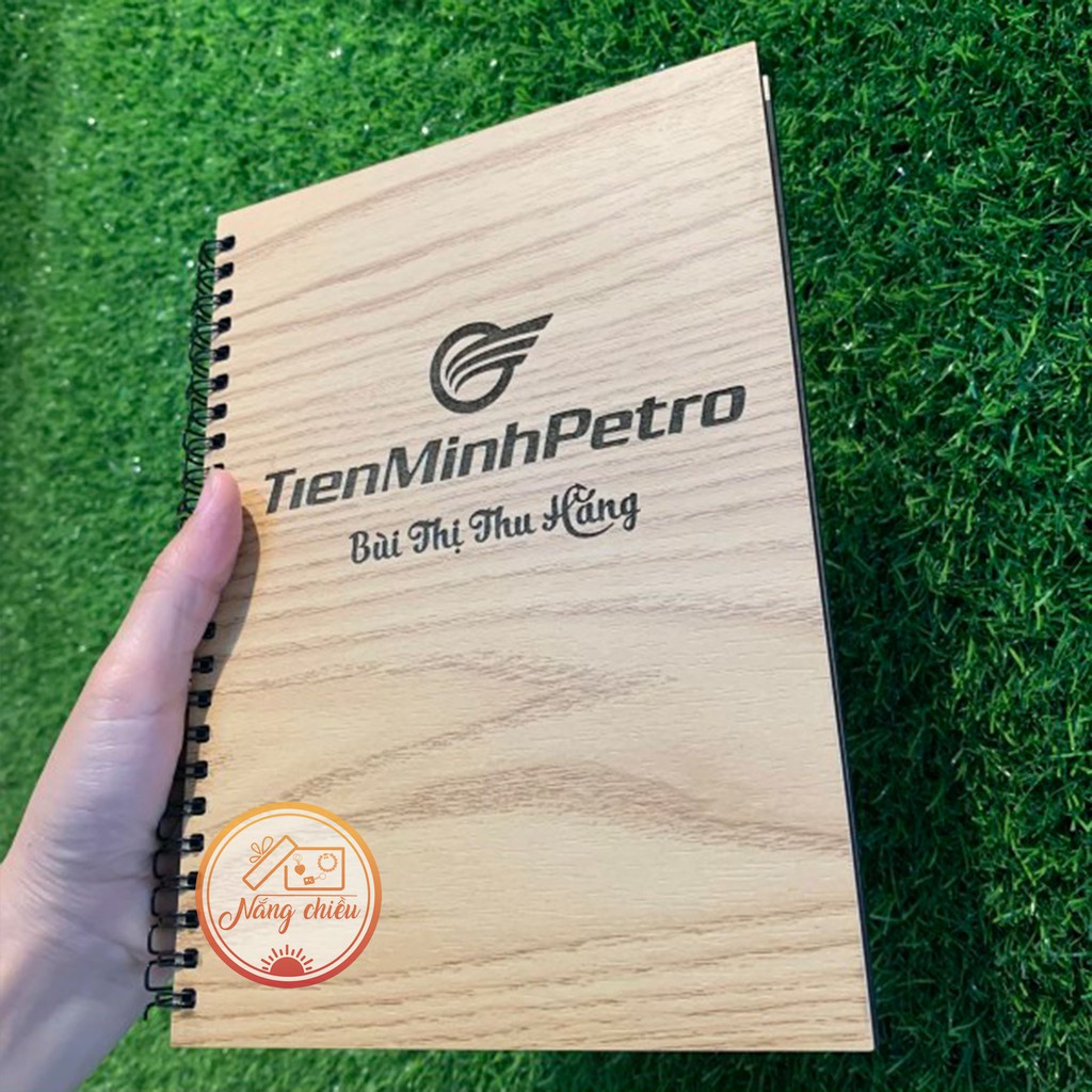 Sổ tay Notebook bìa gỗ cứng khắc tên theo yêu cầu - Khắc hình con thỏ xinh xắn - Free thiết kế