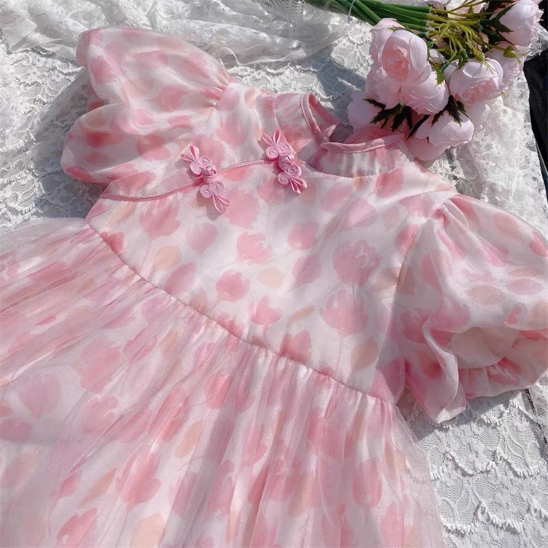 Đầm Công Chúa Sườn Xám Tay Bồng Cực Đẹp 🌸N.C.Store🌸 Đầm xinh cao cấp cho bé