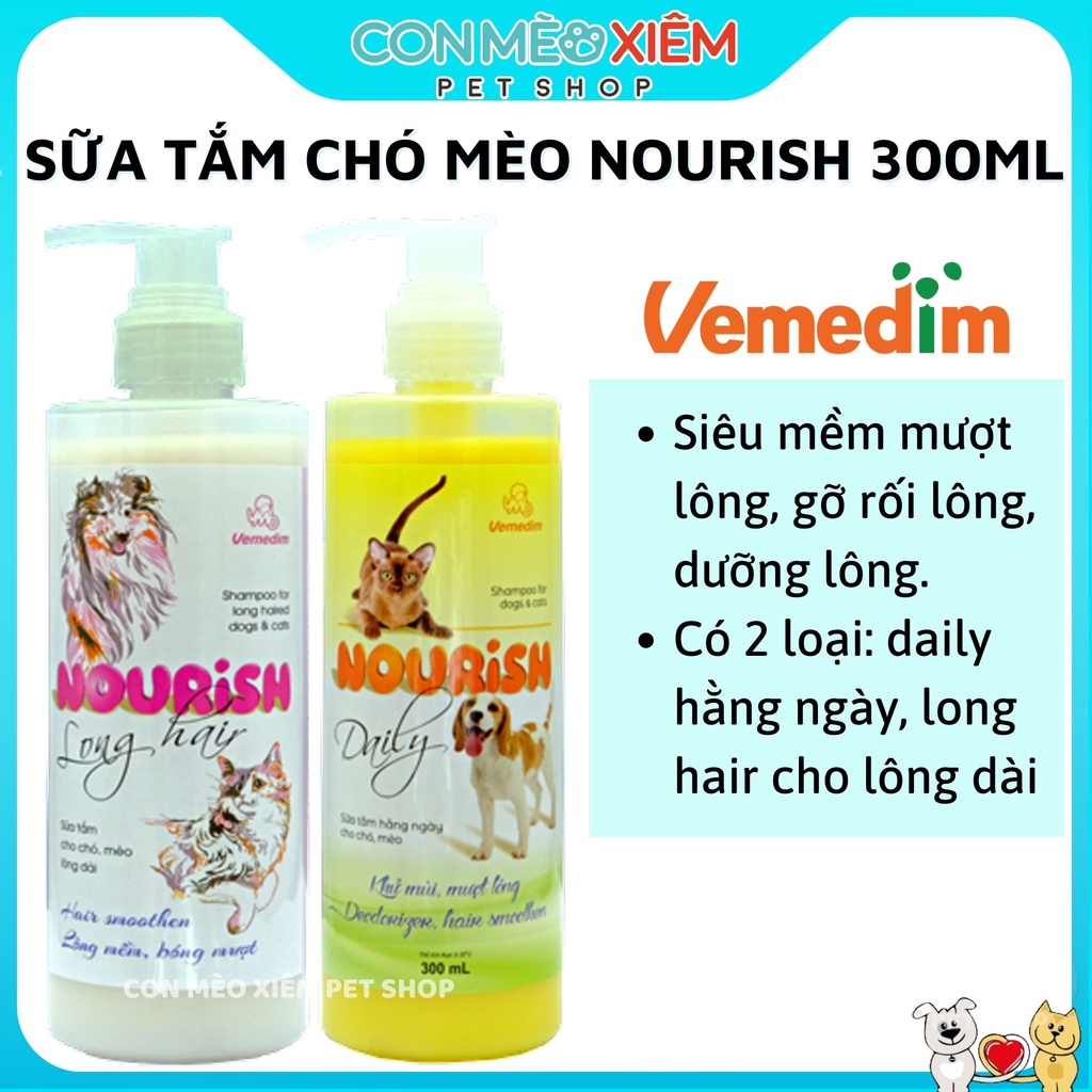 Sữa tắm chó mèo Vemedim nourish 300ml daily long hair, lông dài hằng ngày Con Mèo Xiêm