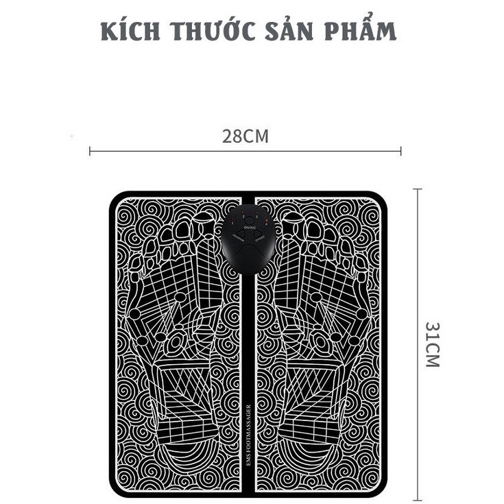 Thảm Massage Chân Ems Giúp Lưu Thông Khí Huyết, Giảm Đau Nhức Tê Mỏi Chân, 8 Chế Độ Massage Thông Minh