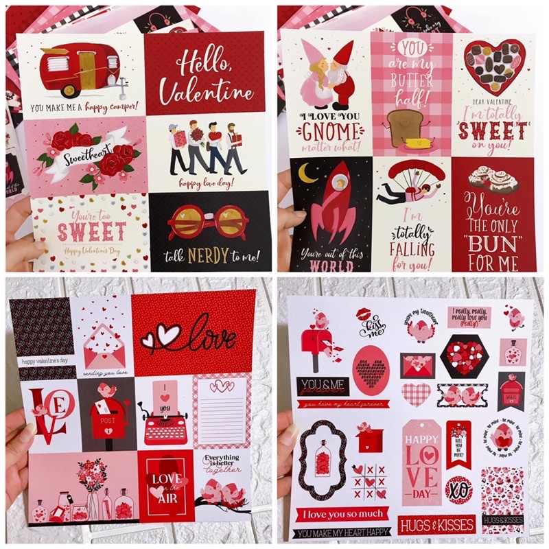 Tag, card họa tiết tình yêu lẻ trang trí love box, scrapbook, khung ảnh nổi (khổ 21x21cm)