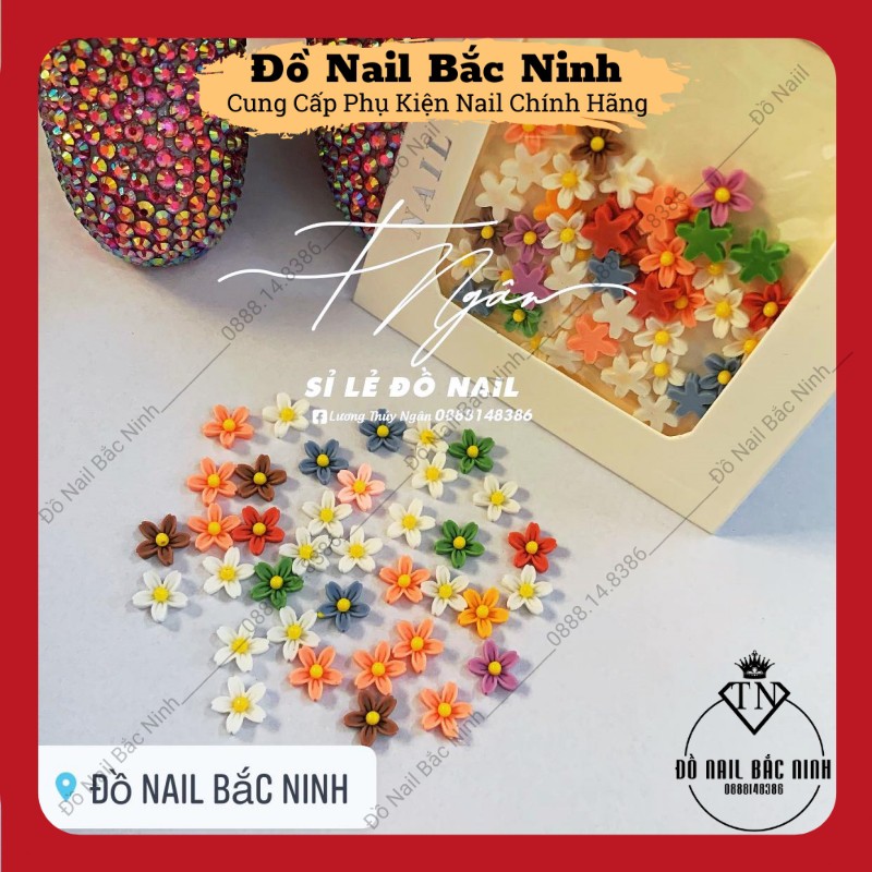 Charm Nail Mix Hình Hoa Nhí, Charm Nơ , Kẹo Mút, Chai Rựu Trang Trí Gắn Móng Cực Xinh