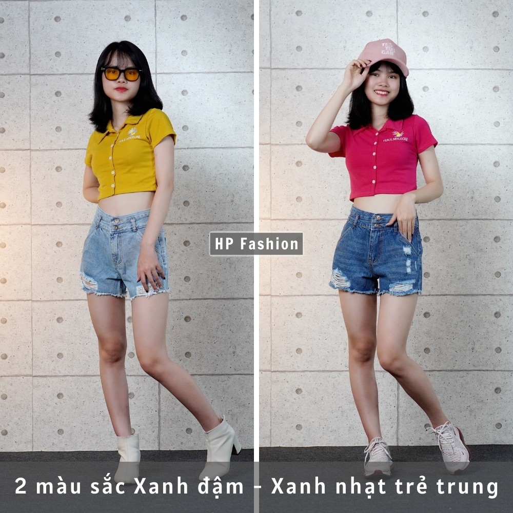 Quần short jean nữ ❤️ Quần đùi nữ rách lưng cao - QJ22