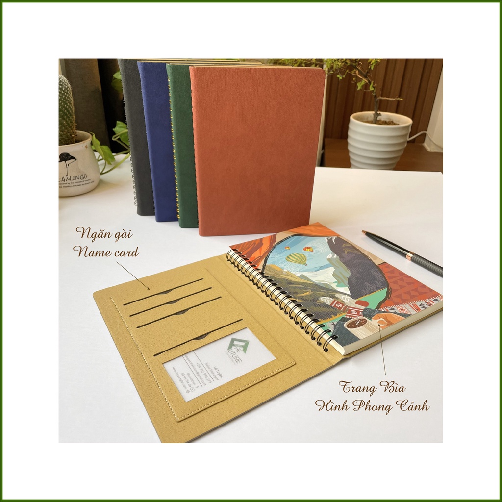 Sổ Tay A5 - Bìa Da PU Cao Cấp - Chống Thấm Nước - Gân Vải Jean