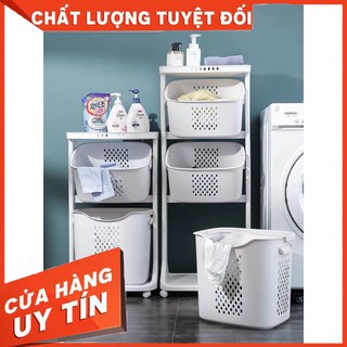 Kệ đựng đồ 3 tầng đa năng 5567, Rổ đựng quần áo 3 tầng có bánh xe nhựa Việt Nhật