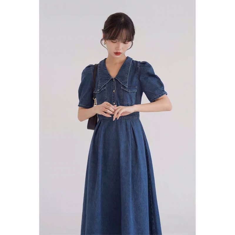 Đầm jean bò ngắn tay dễ thương