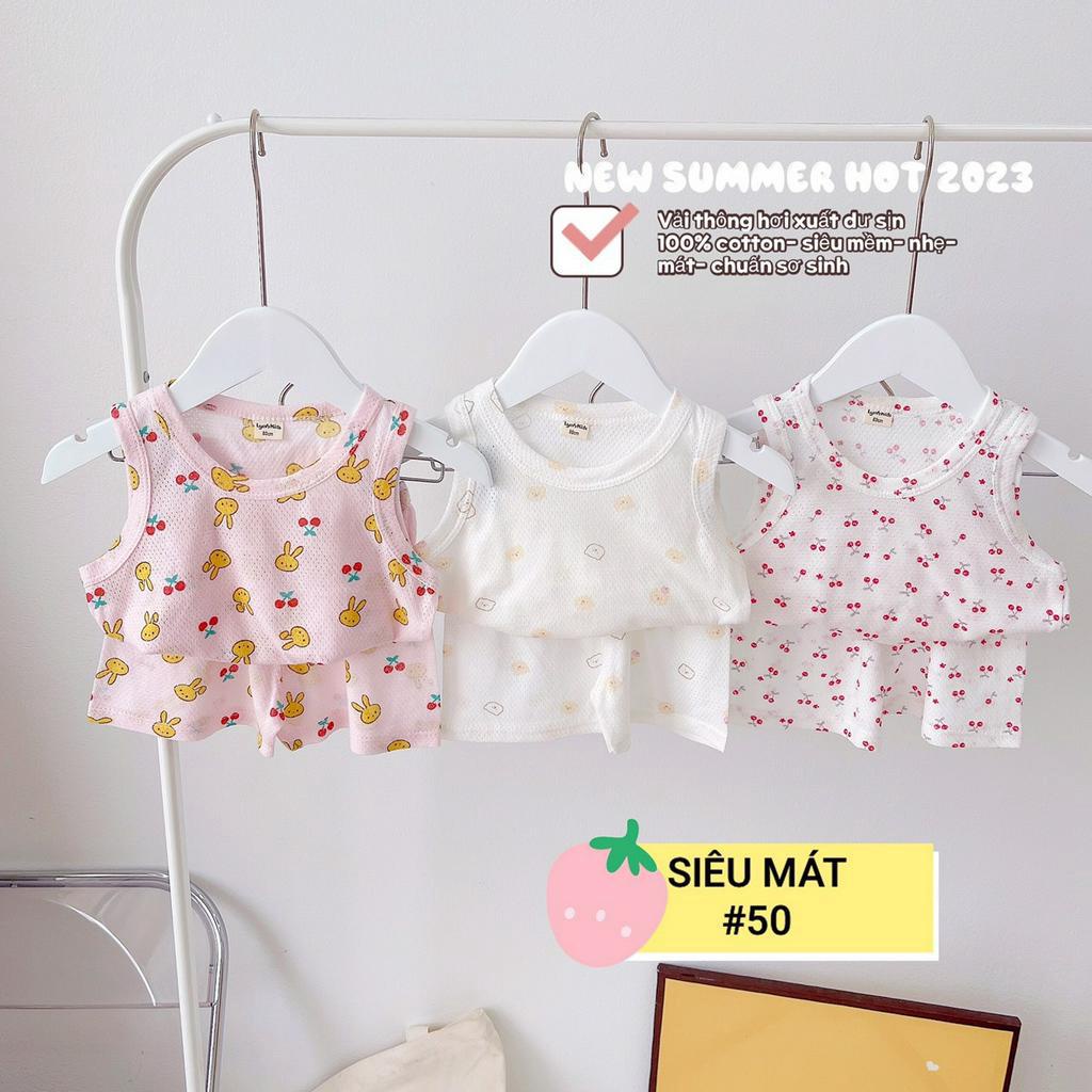 (set 3 bộ) đồ bộ bé gái , quần áo trẻ em , ba lỗ bé gái vải thông hơi siêu MỀM- MÁT-NHẸ size 8-16kg (link 2)