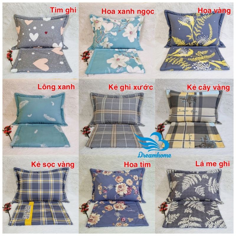 Vỏ gối nằm cotton cao cấp đẹp 45x65 có lót bông dây khóa kéo 1 đôi