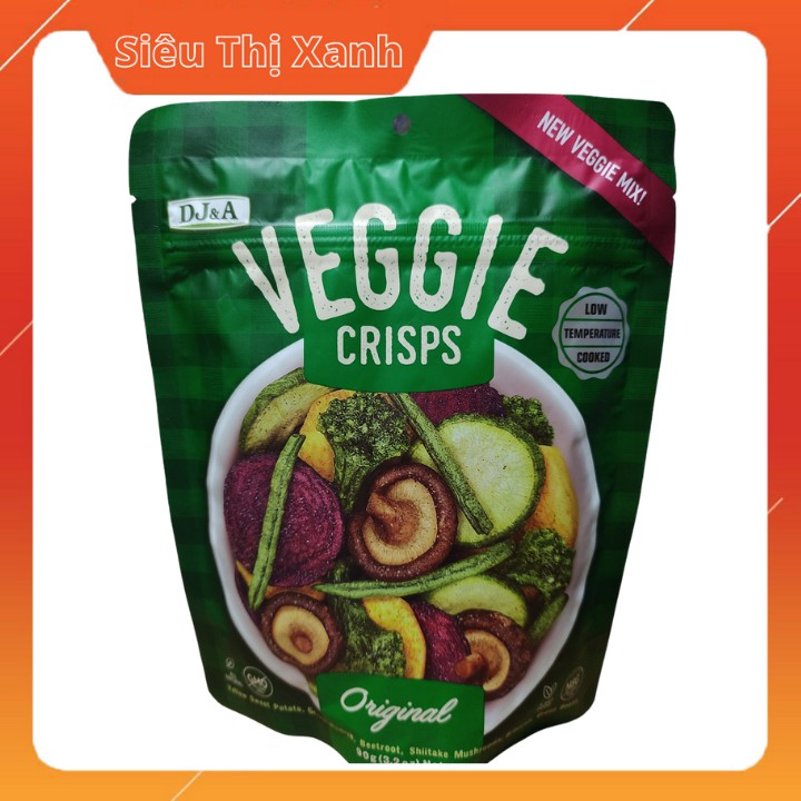 Rau Củ Sấy Giòn Ăn Liền Vị Truyền Thống Veggie Crisps Orginal DJ&A 90g - Non GMO, Phù Hợp Ăn Chay