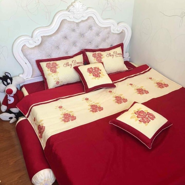 Bộ chan ga goi cottong satin 7 món (có 7 màu tùy khách trọn lựa)