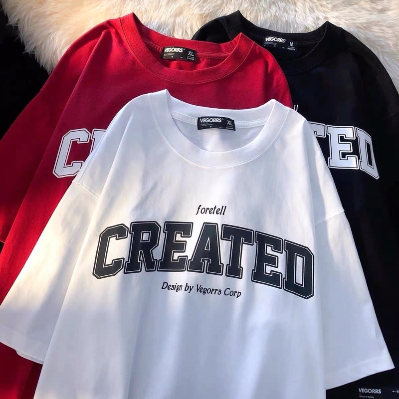 [ Rẻ vô địch ] Áo thun cotton tay lỡ dáng rộng unisex - CREAT