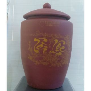 Hũ đựng gạo sứ Bát Tràng đất đỏ Việt Nam 16kg gạo