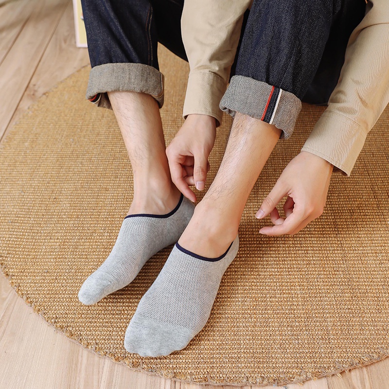 Vớ thuyền WAFNHA D548 phối silicone chống trượt màu trơn thời trang dành cho nam