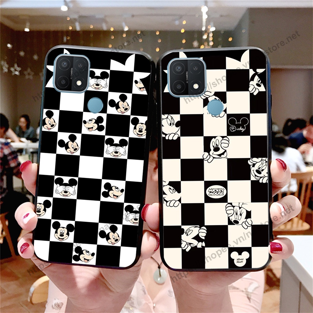 Ốp lưng Oppo A15 / A15s trái tim họa tiết caro, mikey họa tiết beabrick kaws cute