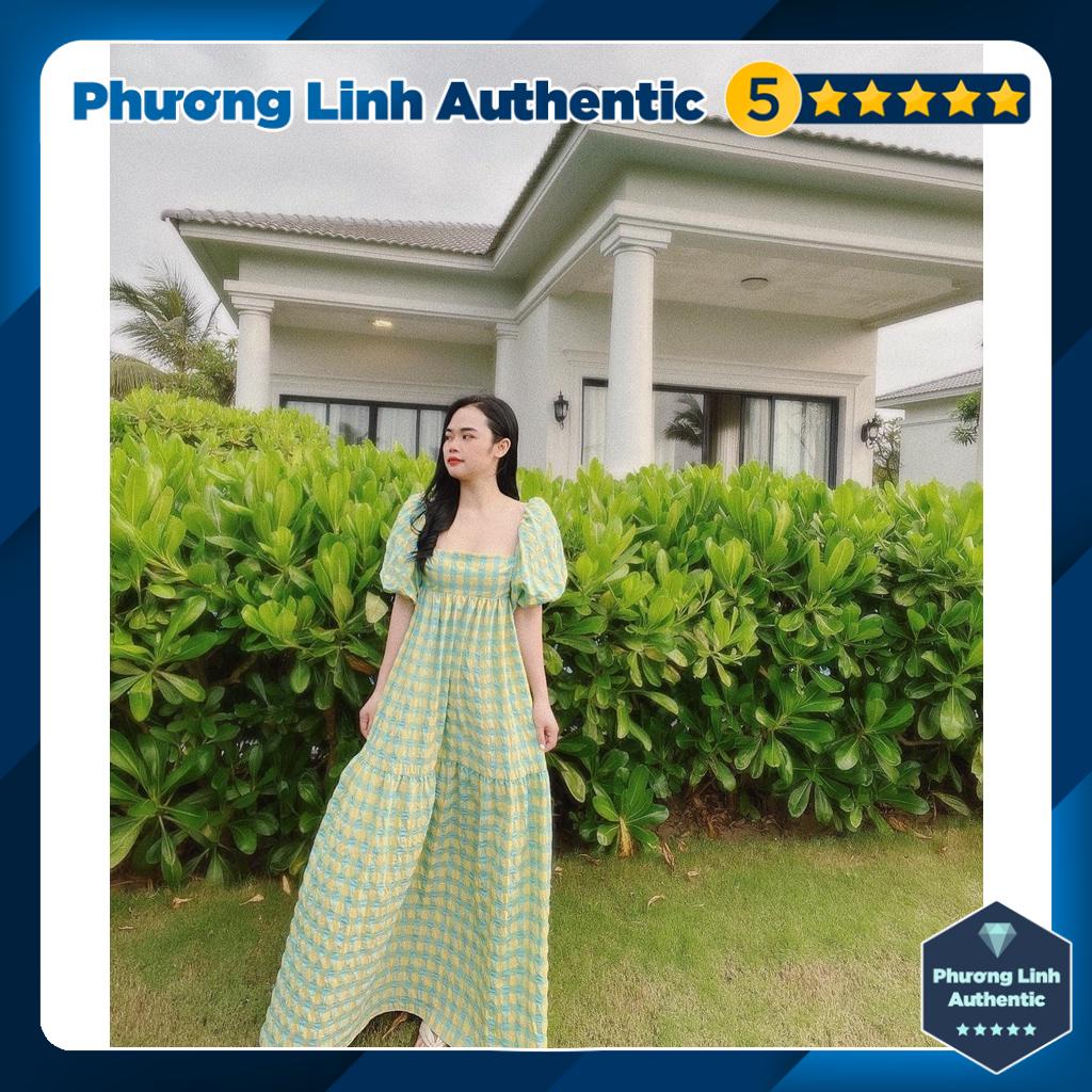 Váy kẻ cổ vuông dáng dài Zara Auth New Tag có sẵn 4688/314 4688314