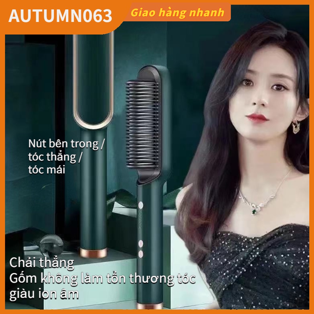 Hàng Hot Lược Điện Chải Thẳng Tóc Tự Động Chống Bỏng Có Thể Điều Chỉnh Phích Cắm EU