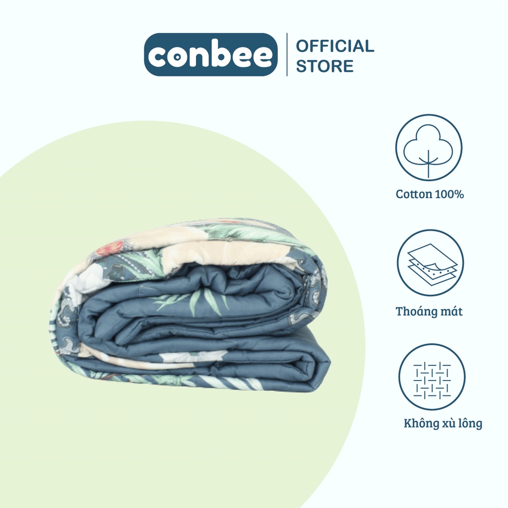 Chăn chần bông Cotton 100% 2mx2m2 Conbee, mền chần bông Cotton họa tiết bền màu, không xù lông