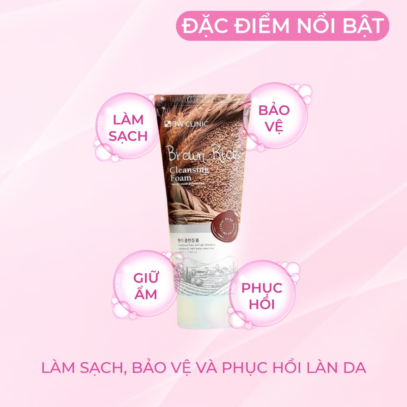 Combo 2 Sữa rửa mặt chiết xuất lúa mạch 3W Clinic Hàn Quốc trắng da sạch sâu &amp; ngừa mụn 100ml x 2 Lọ