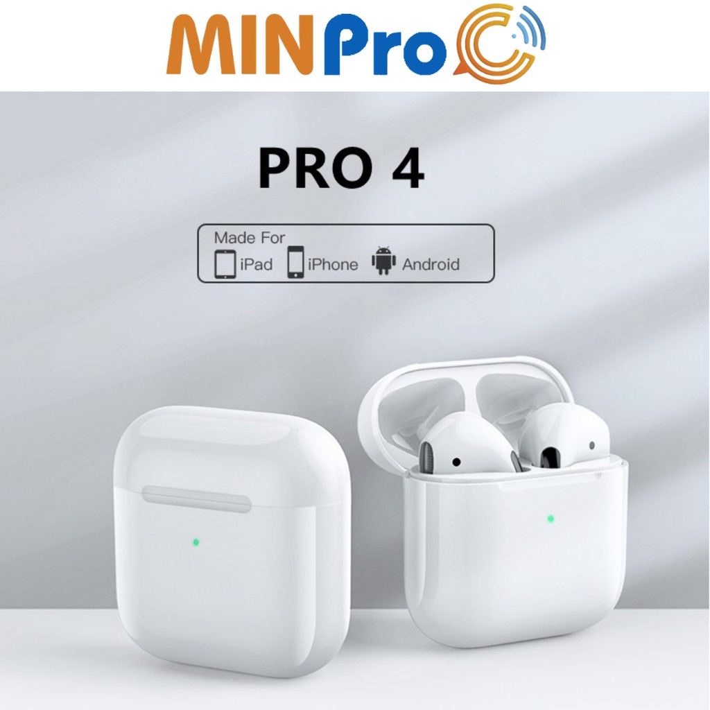 Tai Nghe Bluetooth Airpod Pro 4 Bản Quốc Tế Cao Cấp, Định Vị Đổi Tên Dùng Cho IOS - Android MINPRO