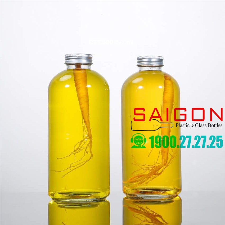 Chai Thủy Tinh Trụ Nắp Nhôm 500ml | CT-500N