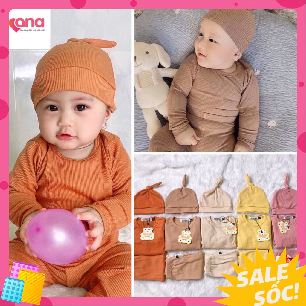 Bộ dài tay thun gân xuất hàn cho bé gái bé trai [Sỉ=lẻ] đồ bộ dài tay thun len tăm minky Mom cho bé mùa thu đông