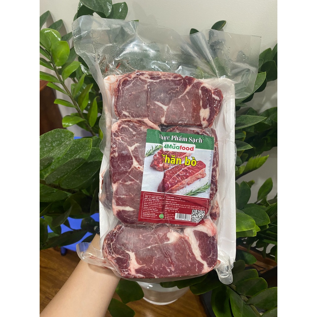 1Kg Thăn Bò nguyên miếng đóng khay hút chân không dùng nướng áp chảo - 4Muafood - Thực Phẩm 4 Mùa